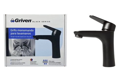 [6-537] LLAVE LAVAMANO MONOMANDO GRIVEN BLACK 6-537