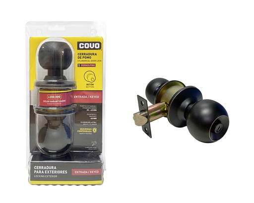 [6-583] CERRADURA DE POMO BOTON BLACK COVO 6-583