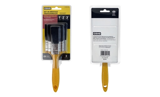 [6-591] JUEGO DE BROCHAS CERDA NEGRA 1" 2" 3" COVO 6-591