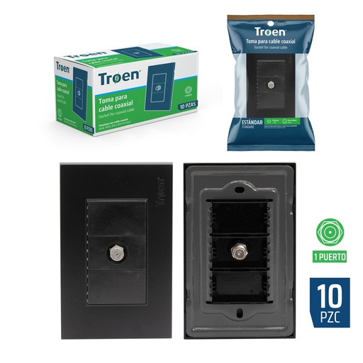 [6-606] TOMA P/CABLE COAXIAL NEGRA TROEN 6-606