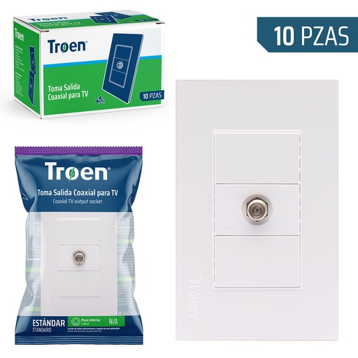 [6-607] TOMA P/CABLE COAXIAL BLANCA TROEN 6-607