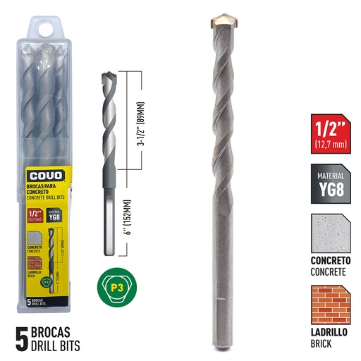 [6-618] MECHA CONCRETO x 1/2 COVO x 5 UNID 6-618