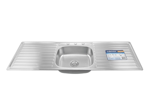 [6-625] FREGADERO ACERO INOX SENC C/ DOBLE ESC 150X50CM GRIVEN 6-625