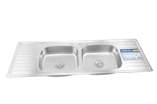 [6-626] FREGADERO ACERO INOX DOBLE C/ DOBLE ESC 150X50CM GRIVEN 6-626