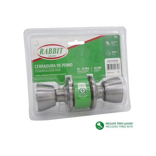 [6-640] CERRADURA DE POMO ACERO INOX RABBIT 6-640