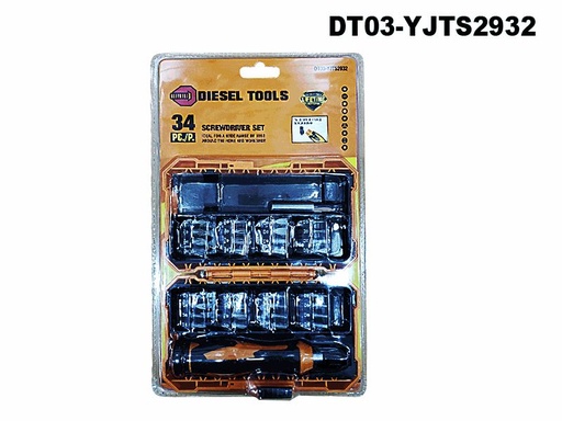 [6-674] JUEGO DESTORNILLADOR 34 UNID DIESEL TOOL 6-674