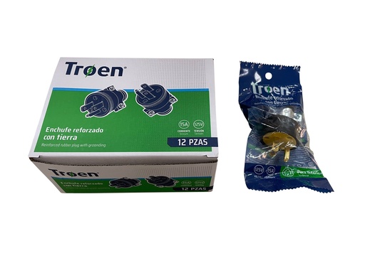 [6-698] ENCHUFE PLASTICO 2P+T NEGRO TROEN 6-698