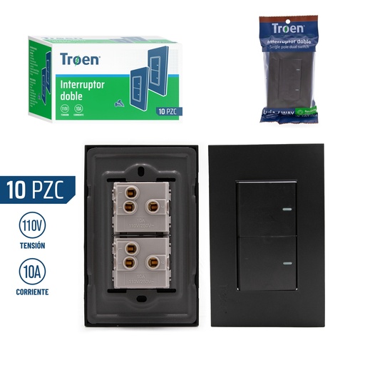 [6-705] INTERRUPTOR DOBLE NEGRO 3 WAY TROEN 6-705