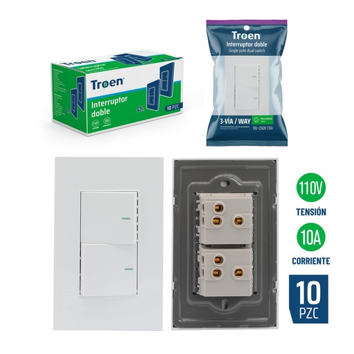 [6-711] INTERRUPTOR DOBLE BLANCO 3 WAY TROEN 6-711