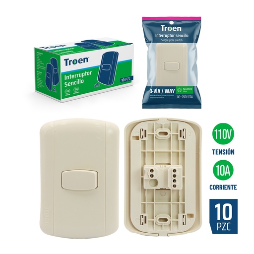 [6-713] [6-713] INTERRUPTOR SENCILLO 3 WAY TROEN 6-713
