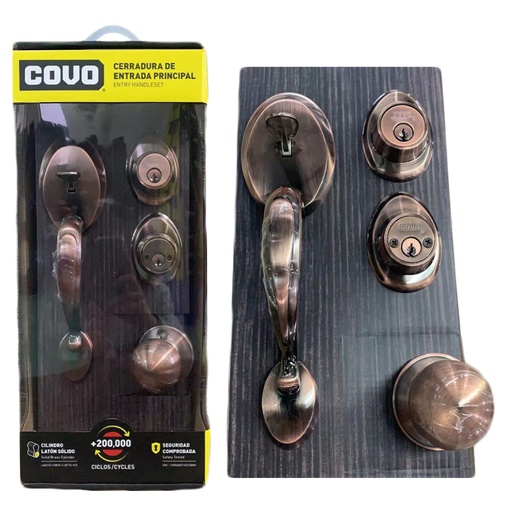 [6-729] CERRADURA PUERTA PRINCIPAL COBRE COVO 6-729