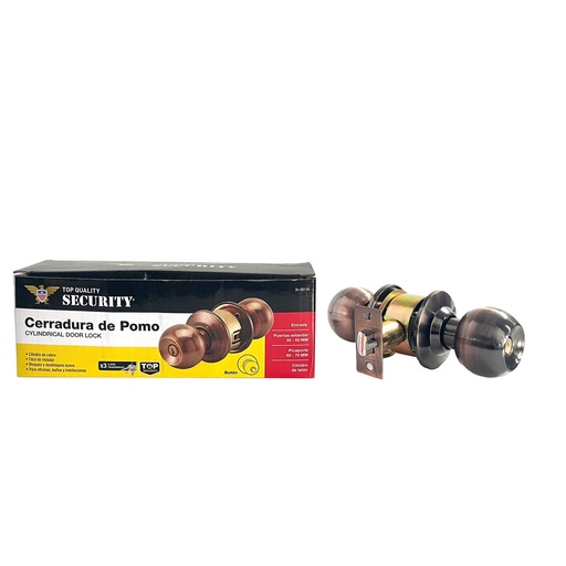 [6-741] CERRADURA DE POMO BOTON COBRE SECURITY 6-741
