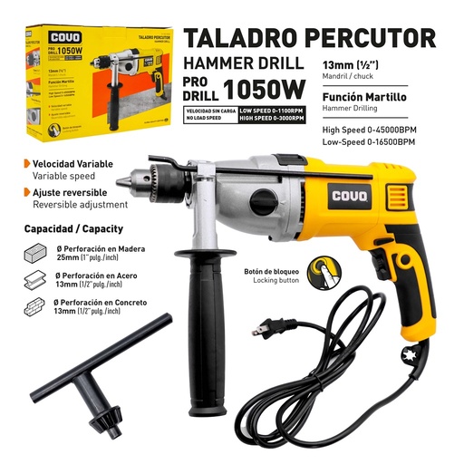 [6-768] TALADRO PERCUTOR 1/2" 1050W COVO 6-768