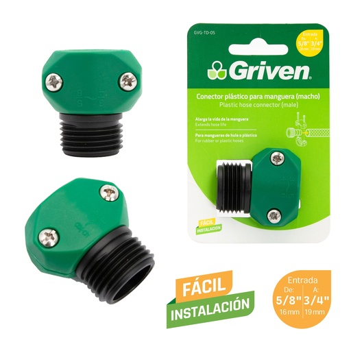 [6-803] CONECTOR P/MANGUERA MACHO 3/4" GRIVEN 6-803
