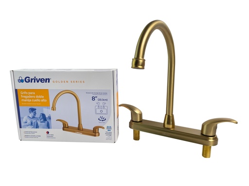 [6-807] LLAVE FREGADERO DOBLE 8" GRIVEN GOLD 6-807