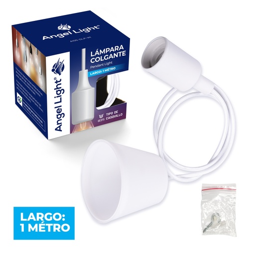 [6-809] LAMPARA COLGANTE 1MT BLANCO ANGEL L 6-809