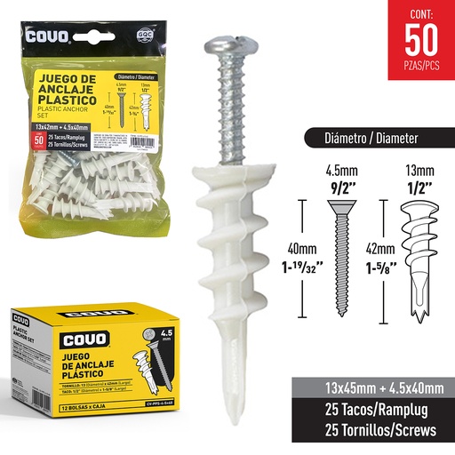 [6-839] RAMPLUG PLASTICO C/TONILLO P/DRYWALL COVO 6-839