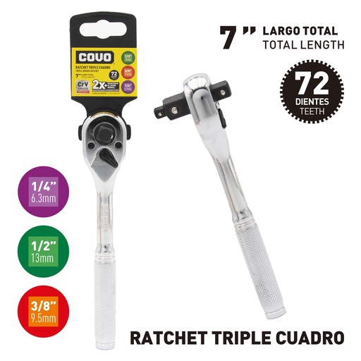 [6-851] RATCHET 1/2" - 3/8" - 1/4" COVO 6-851