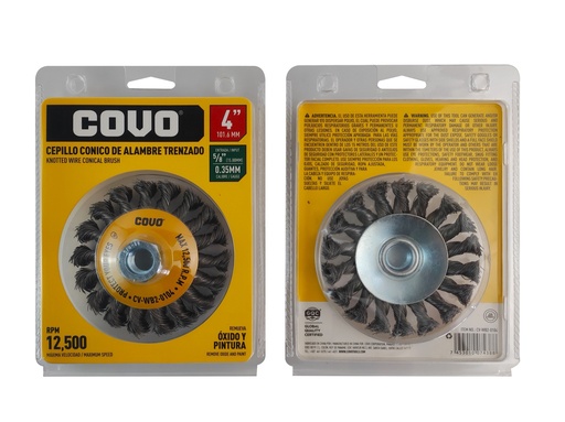 [6-852] CEPILLO CONICO ALAMBRE TRENZADO 4" x 5/8 COVO 6-852
