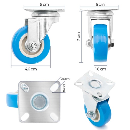 [6-860] RUEDA GIRATORIA AZUL 2" x UNID SECURITY 6-860