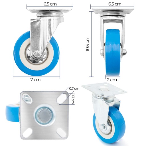 [6-861] RUEDA GIRATORIA AZUL 3" x UNID SECURITY 6-861