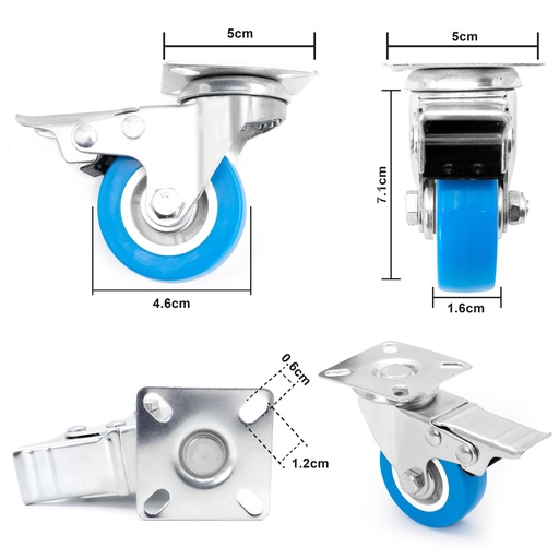 [6-864] RUEDA GIRATORIA C/FRENO AZUL 2" x UNID SECURITY 6-864
