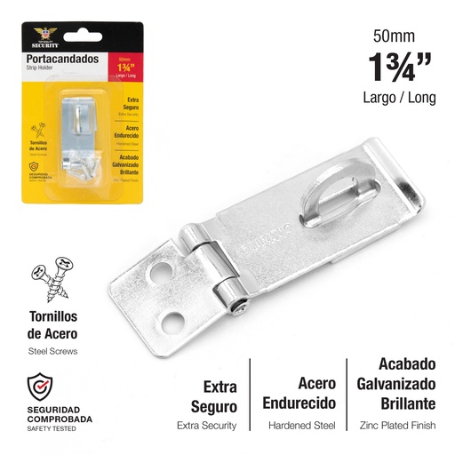 [6-869] PORTACANDADO PLATA 1 3/4" 50mm SECURITY 6-869