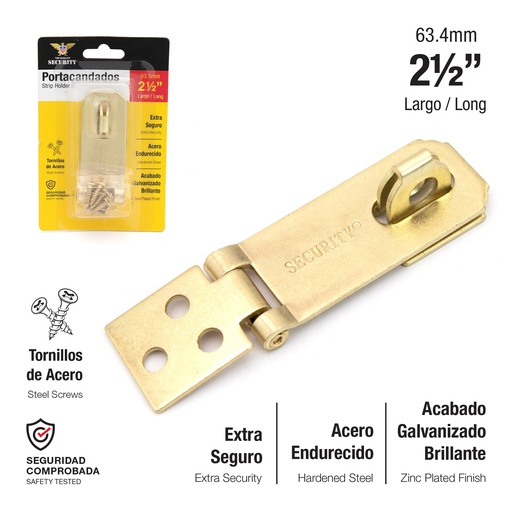 [6-874] PORTACANDADO DORADO 2 1/2" 63mm SECURITY 6-874