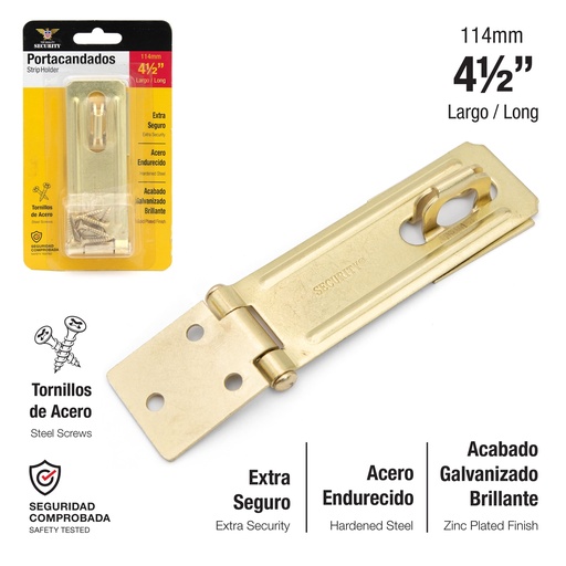 [6-876] PORTACANDADO DORADO 4 1/2" 114mm SECURITY 6-876