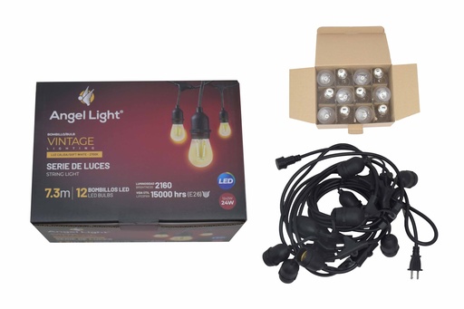 [6-879] EXTENSION BOMBILLOS VINTAGE x 7.3 MTS 12 UNID ANGEL LIGHT 6-879