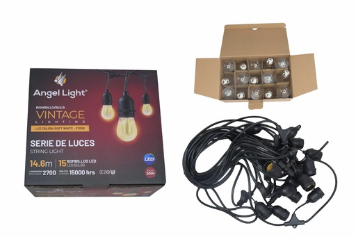 [6-880] EXTENSION BOMBILLOS VINTAGE  x 14.6 MTS 15 UNID ANGEL LIGHT 6-880