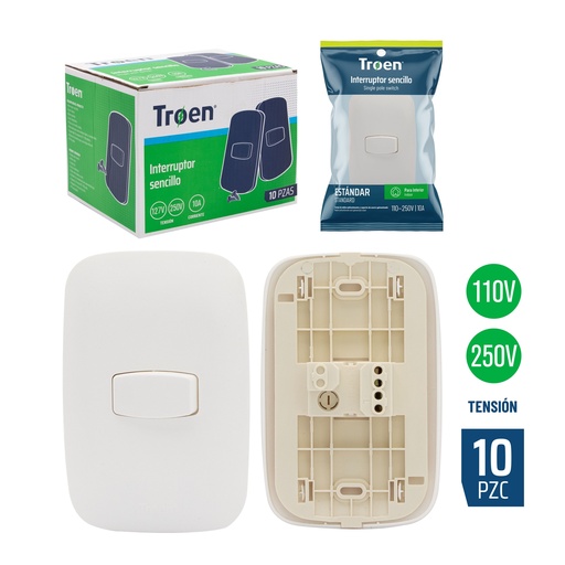 [6-886] [6-886] INTERRUPTOR SENCILLO BLANCO TROEN 6-886