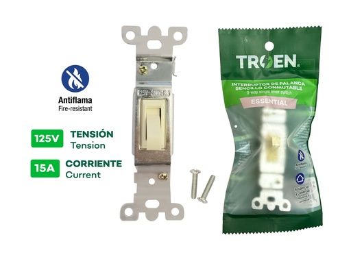 [6-929] INTERRUPTOR SENCILLO 3 WAY S/TAPA TROEN 6-929