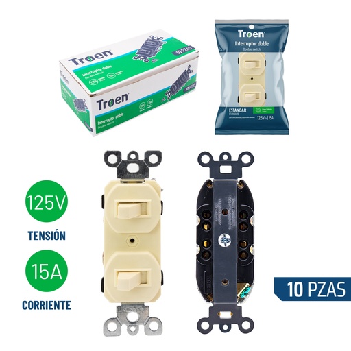 [6-931] INTERRUPTOR DOBLE S/TAPA TROEN 6-931