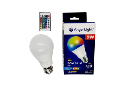 [6-952] BOMBILLO MULTICOLOR LED 9W ANGEL LIGHT 6-952 (DESC) 