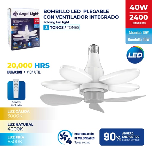 [10-053] [10-053] BOMBILLO LED C/VENTILADOR 40W ANGEL L 10-053