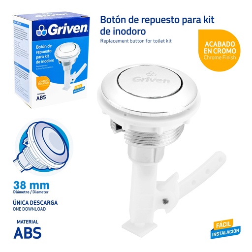 [9-787] BOTON P/HERRAJE SUPERIOR CROMADO GRIVEN 9-787