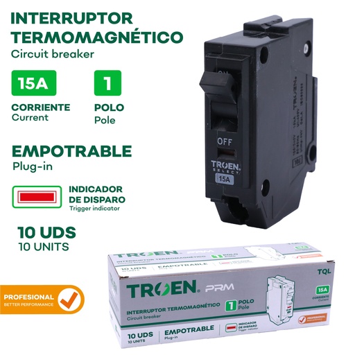 [10-242] BREAKER P/EMPOTRAR PRO 1P x 15 AMP TROEN 10-242