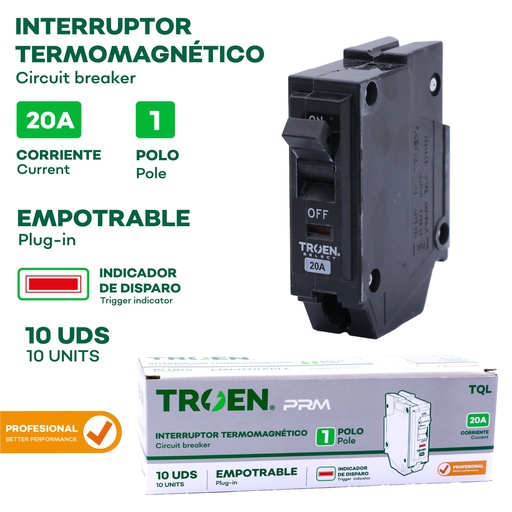 [10-243] BREAKER P/EMPOTRAR PRO 1P x 20 AMP TROEN 10-243