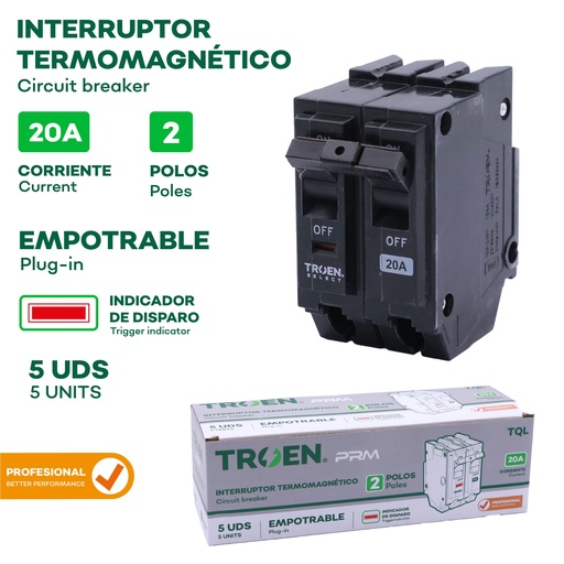 [10-244] BREAKER P/EMPOTRAR PRO 2P x 20 AMP TROEN 10-244