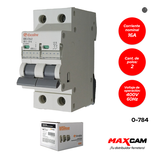 [0-784] BREAKER TERMOMAGNETICO 2P x 16 AMP EXCELINE 0-784