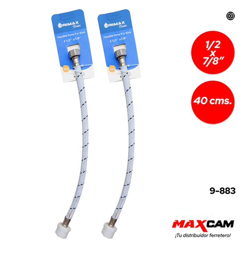 [9-883] CANILLA 1/2" x 7/8" NYLON FLEXIBLE 40CM x PAR GRIMAX 9-883