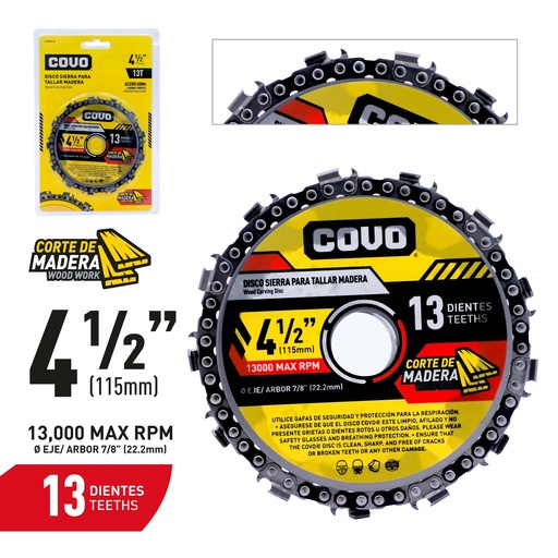 [9-873] DISCO C/MADERA x 4 1/2" COVO 9-873