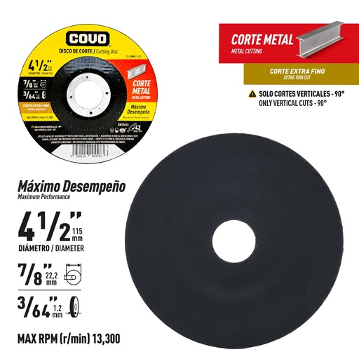 [9-777] DISCO C/METAL FINO 4 1/2" x 3/64" COVO (CONCOVO) 9-777