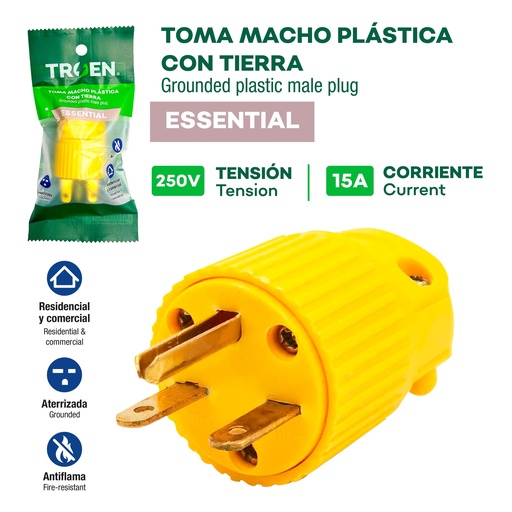 [10-128] ENCHUFE CHINO VINIL PLASTICO 2P+T TROEN 10-128