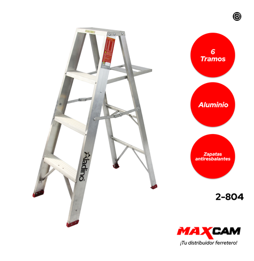 [2-804] [2-804] ESCALERA ALUMINIO T/TIJERA 6 TR STANDARD ALADINO 2-804