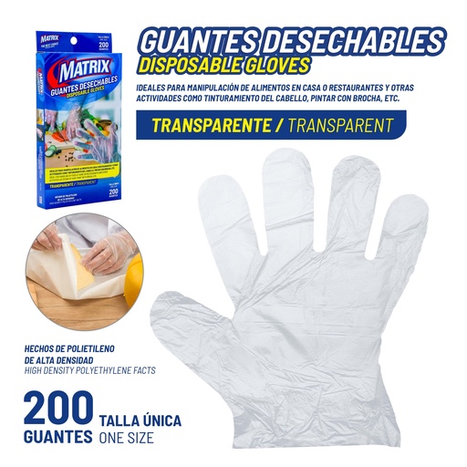 [10-204] GUANTES DESECHABLES x 200 PCS MATRIX 10-204