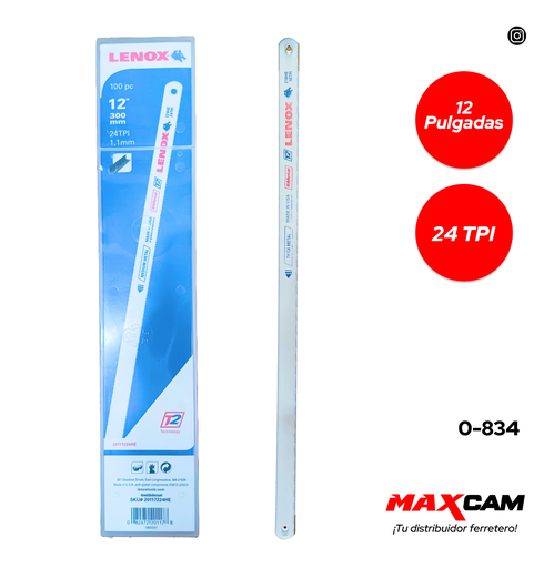 [0-834] HOJA SEGUETA 12" 24TPI x 100 UNID LENOX 0-834
