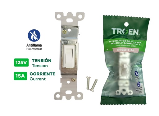 [10-084] INTERRUPTOR SENCILLO 3 WAY S/TAPA TROEN 10-084