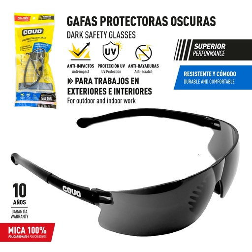 [10-075] LENTES DE SEGURIDAD OSCURO COVO 10-075